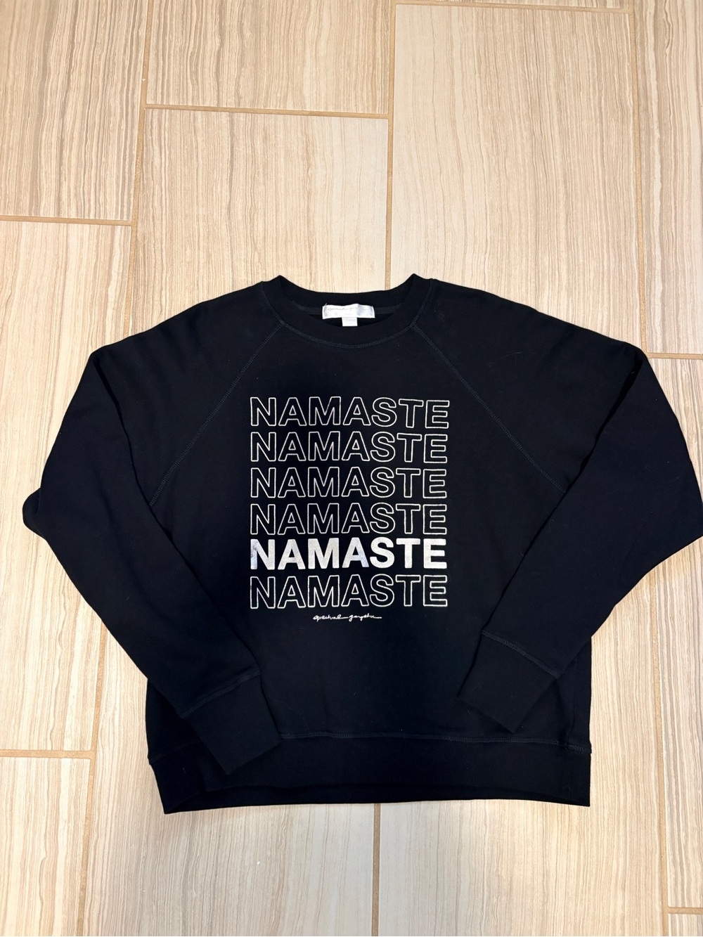 Spiritual Gangster Black 'Namaste' Repeat Graphic Sweatshirt unisex small